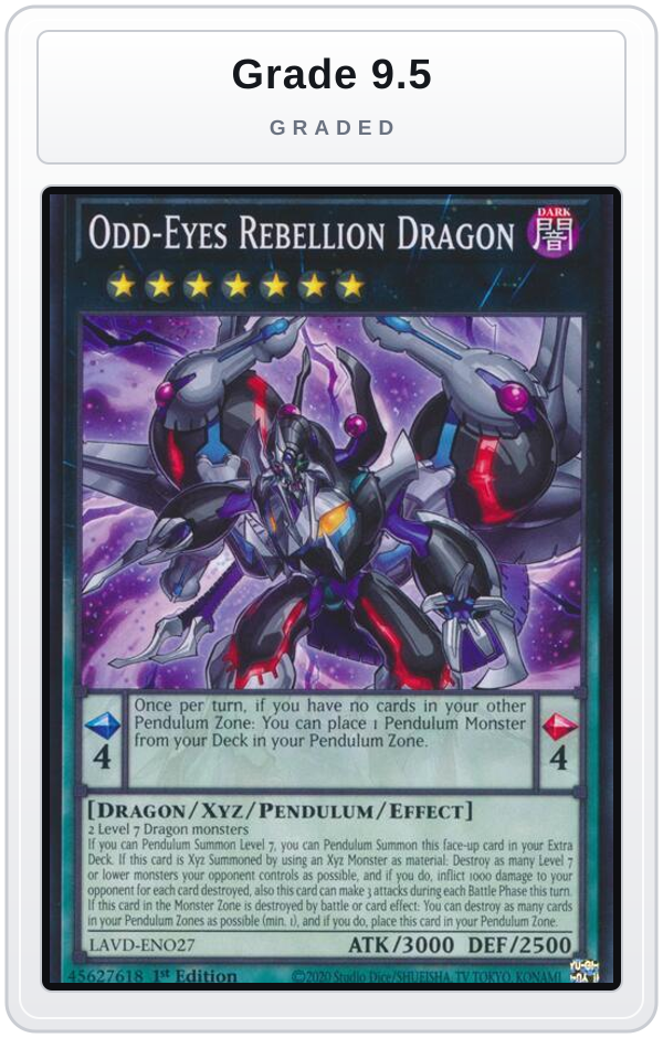 Graded - Odd-Eyes Rebellion Dragon — Grade 9.5 graded overlay