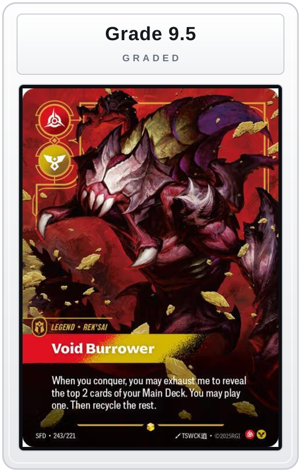 Graded - Rek'sai - Void Burrower (Overnumbered) — Grade 9.5 graded overlay