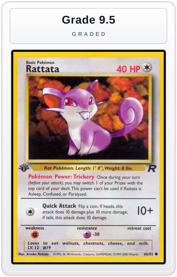 Graded - Rattata — Grade 9.5 graded overlay