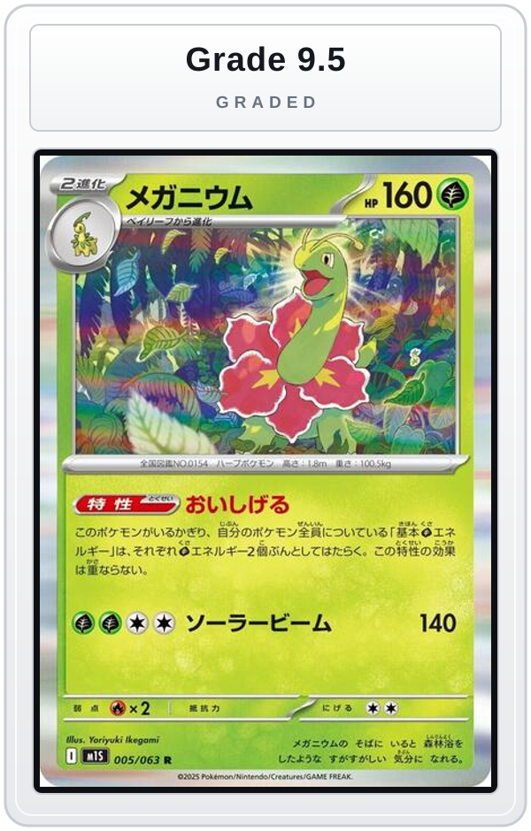 Graded - Meganium — Grade 9.5 graded overlay