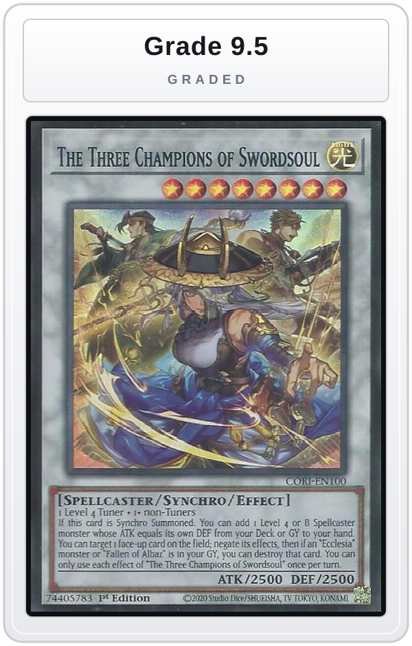 Graded - The Three Champions of Swordsoul — Grade 9.5 graded overlay