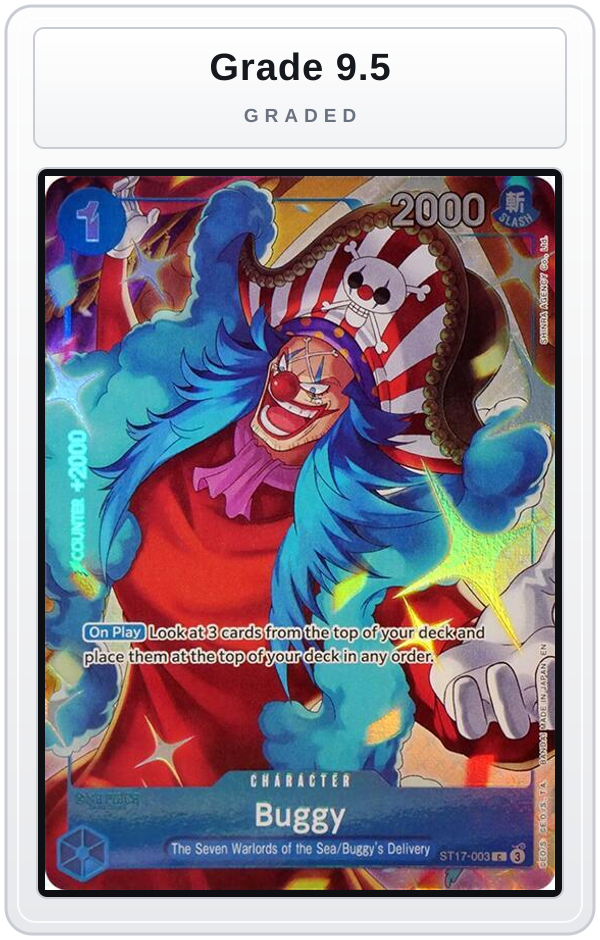 Graded - Buggy (Seven Warlords of the Sea Binder Set) — Grade 9.5 graded overlay