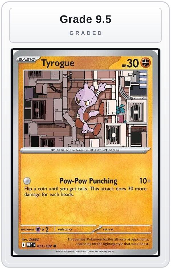 Graded - Tyrogue — Grade 9.5 graded overlay