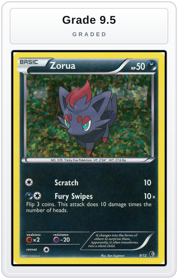 Graded - Zorua - 9/12 — Grade 9.5 graded overlay