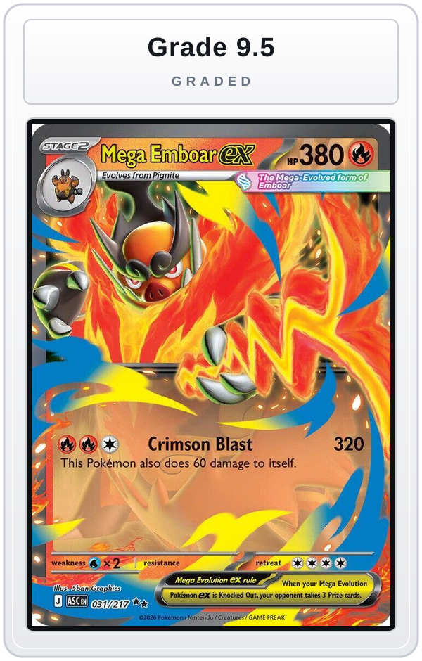 Graded - Mega Emboar ex - 031/217 — Grade 9.5 graded overlay