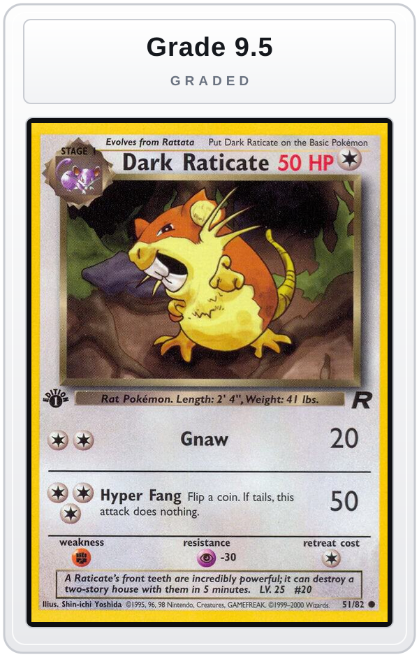Graded - Dark Raticate — Grade 9.5 graded overlay