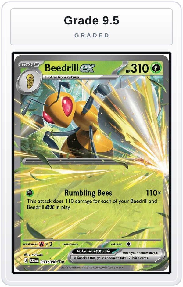 Graded - Beedrill ex - 003/086 — Grade 9.5 graded overlay