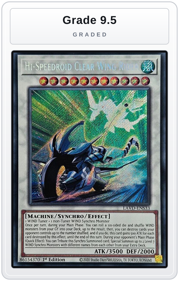 Graded - Hi-Speedroid Clear Wing Rider (Secret Rare) — Grade 9.5 graded overlay