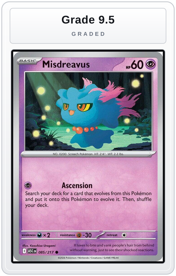 Graded - Misdreavus - 085/217 — Grade 9.5 graded overlay