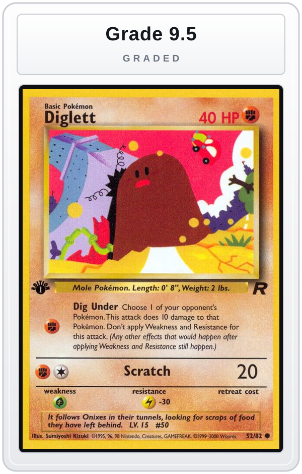 Graded - Diglett — Grade 9.5 graded overlay
