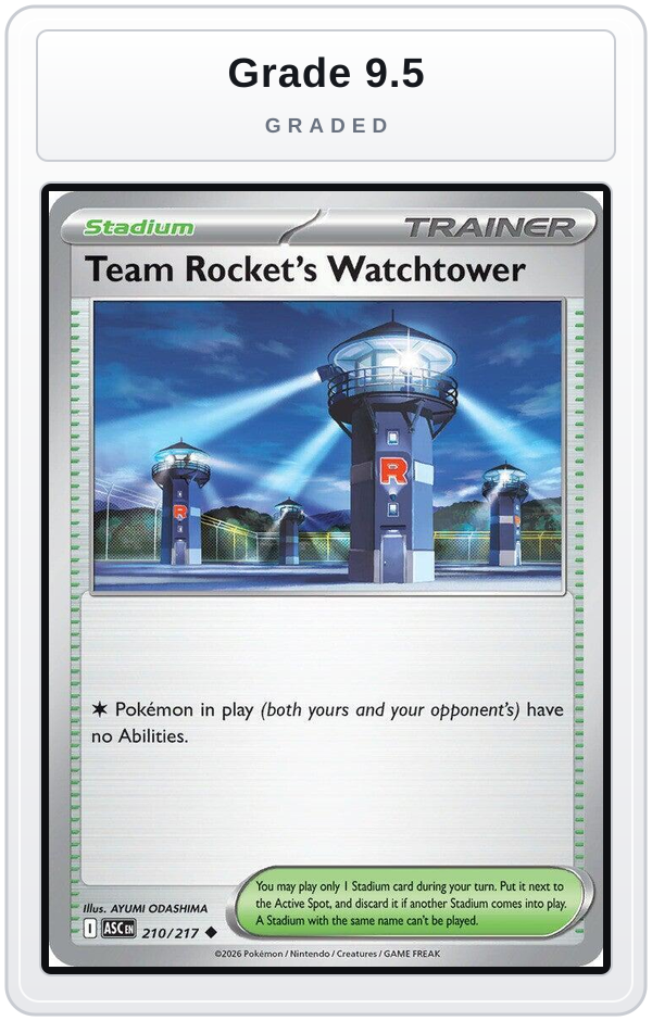 Graded - Team Rocket's Watchtower — Grade 9.5 graded overlay