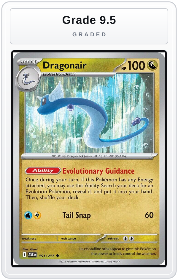 Graded - Dragonair — Grade 9.5 graded overlay