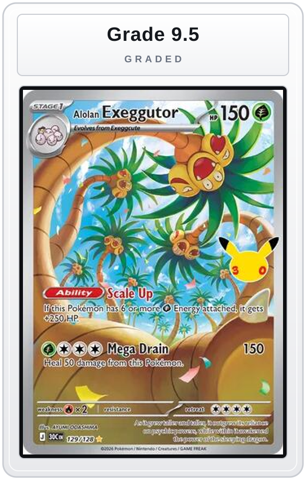 Graded - Alolan Exeggutor - 129/128 — Grade 9.5 graded overlay