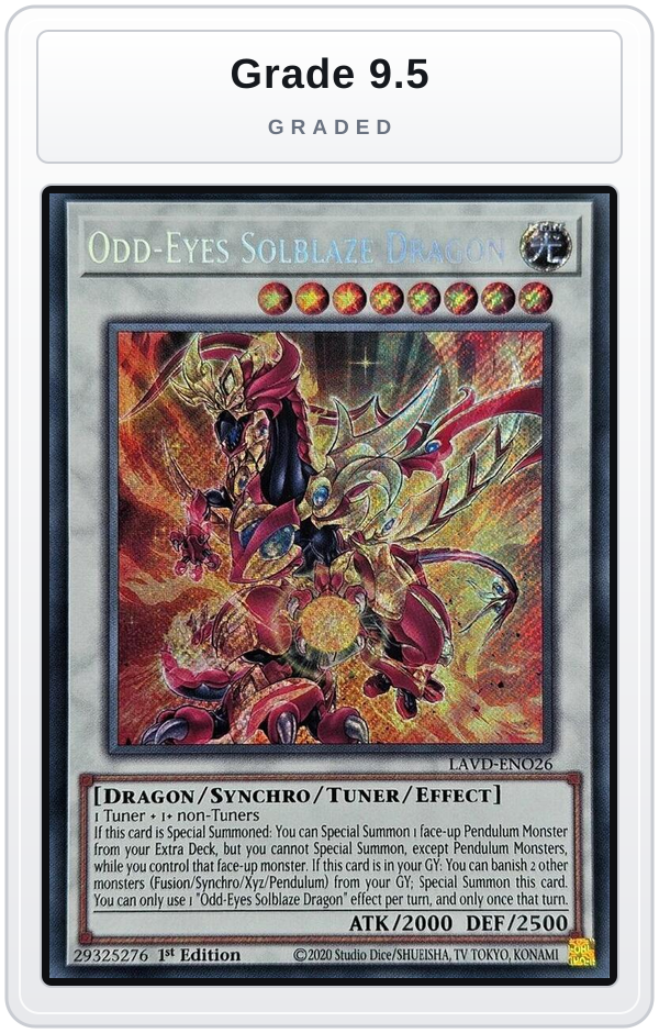 Graded - Odd-Eyes Solblaze Dragon (Secret Rare) — Grade 9.5 graded overlay
