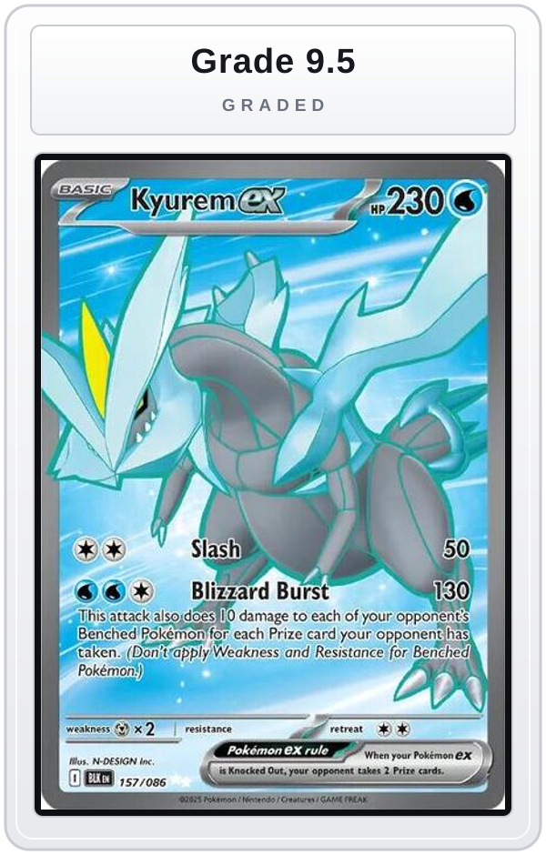 Graded - Kyurem ex - 157/086 — Grade 9.5 graded overlay