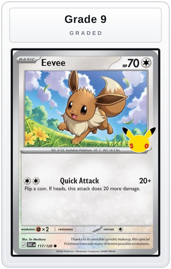 Graded - Eevee - 117/128 — Grade 9 graded overlay