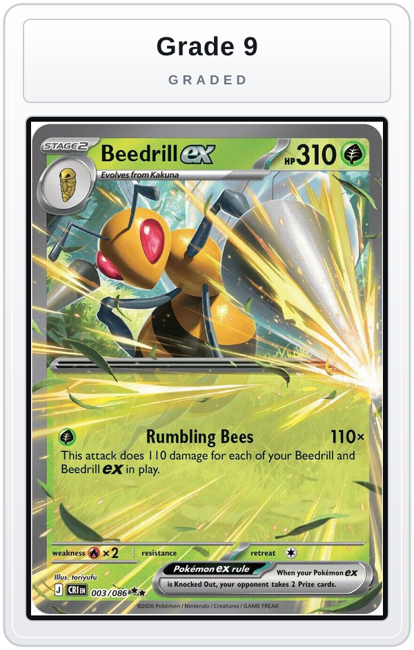Graded - Beedrill ex - 003/086 — Grade 9 graded overlay