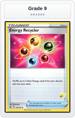 Graded - Energy Recycler - 124/163 (#32 Pikachu Stamped) — Grade 9 graded overlay
