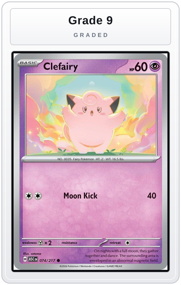 Graded - Clefairy — Grade 9 graded overlay