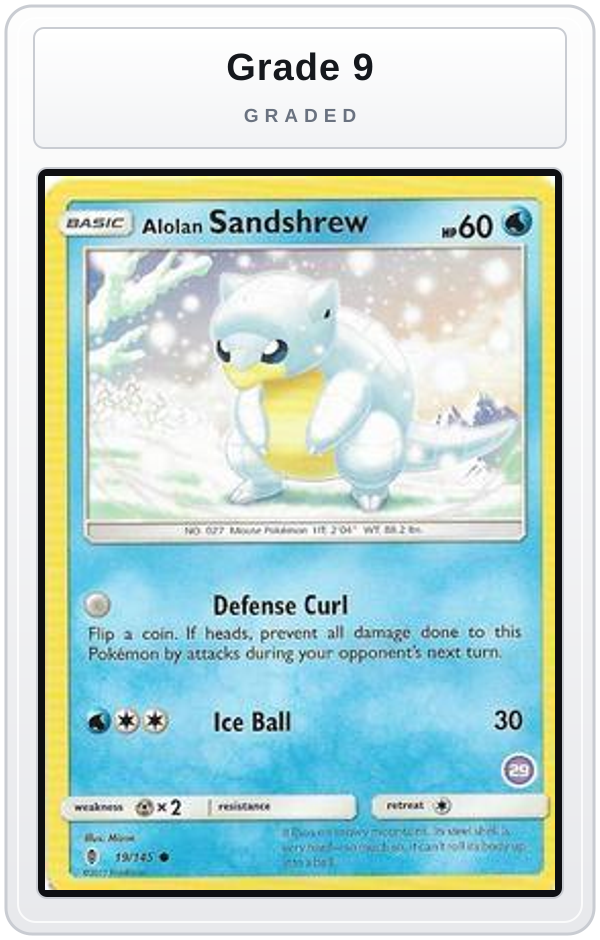 Graded - Alolan Sandshrew (29) — Grade 9 graded overlay
