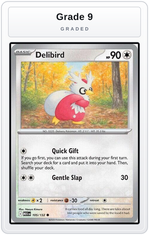 Graded - Delibird - 105/132 — Grade 9 graded overlay