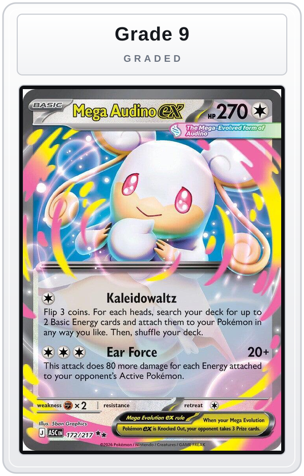 Graded - Mega Audino ex - 172/217 — Grade 9 graded overlay