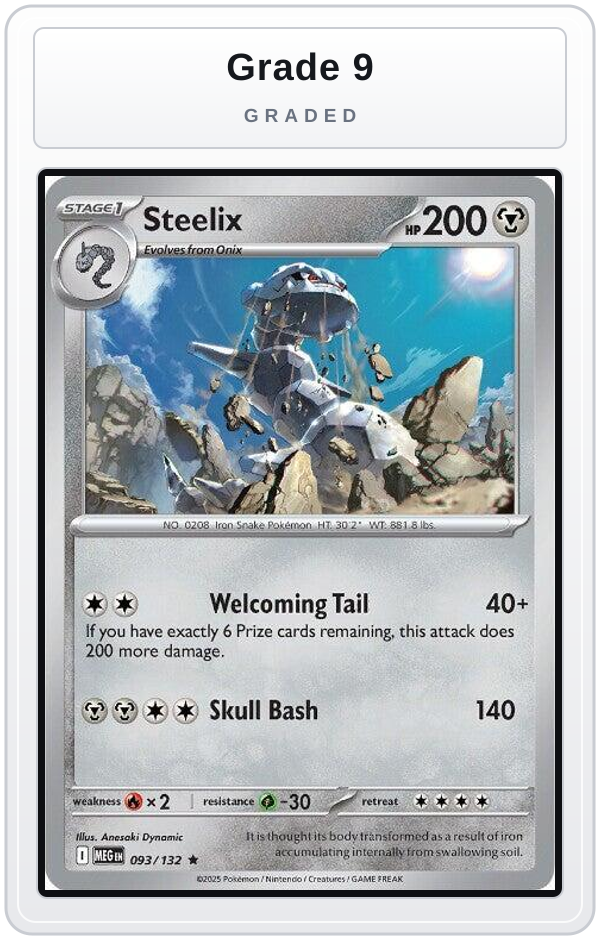 Graded - Steelix - 093/132 — Grade 9 graded overlay