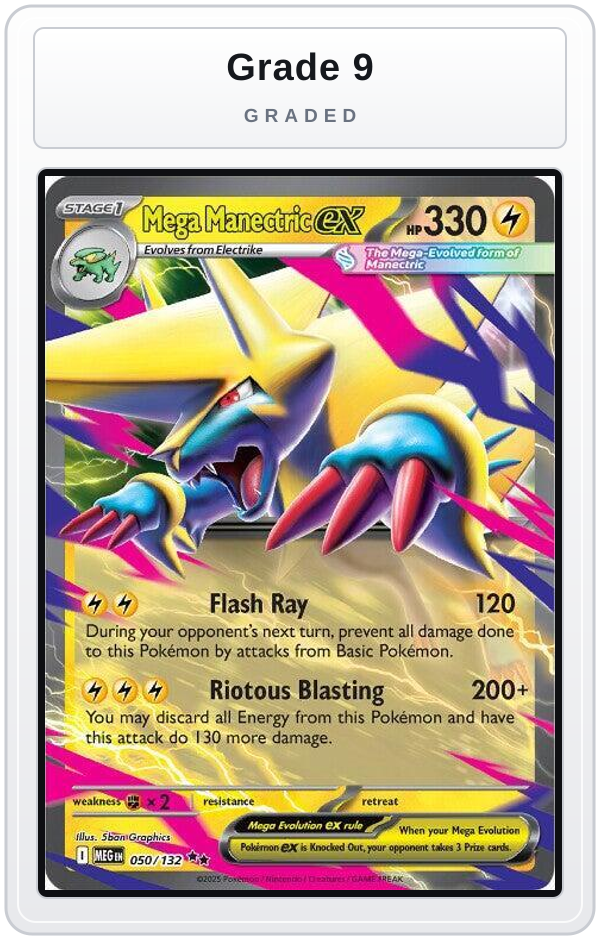 Graded - Mega Manectric ex - 050/132 — Grade 9 graded overlay