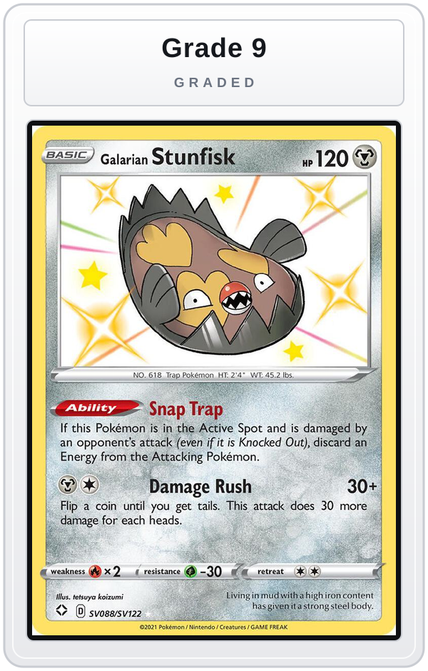 Graded - Galarian Stunfisk — Grade 9 graded overlay