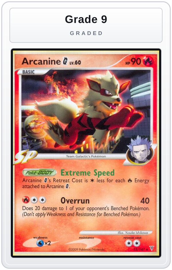 Graded - Arcanine G — Grade 9 graded overlay
