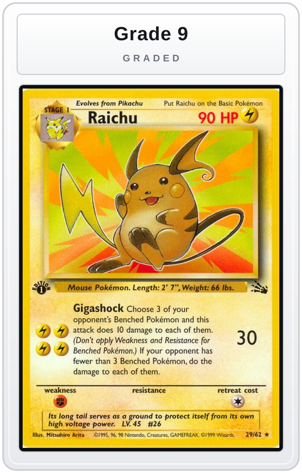 Graded - Raichu (29) — Grade 9 graded overlay