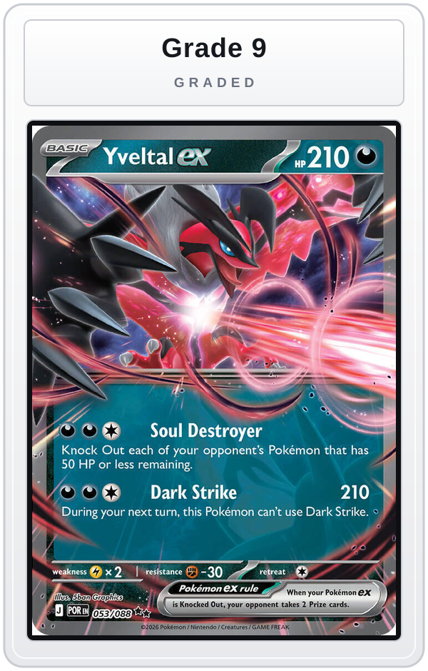 Graded - Yveltal ex - 053/088 — Grade 9 graded overlay