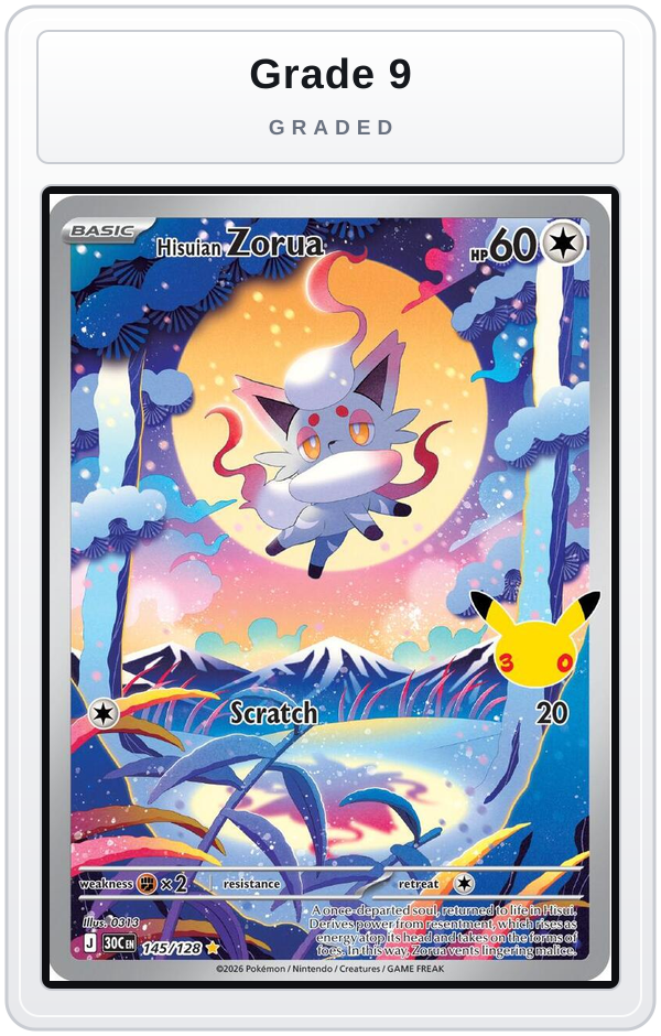 Graded - Hisuian Zorua — Grade 9 graded overlay