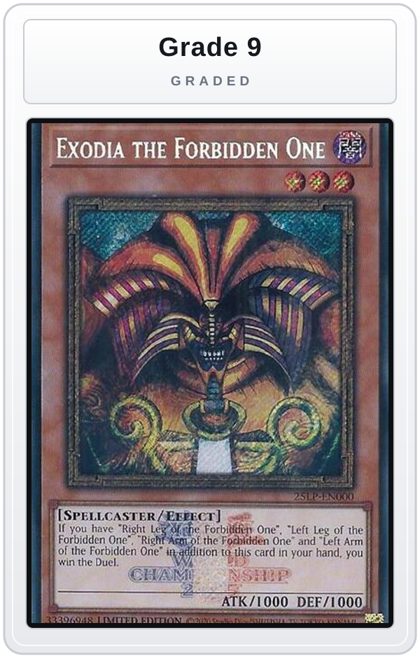 Graded - Exodia the Forbidden One (ESR) — Grade 9 graded overlay