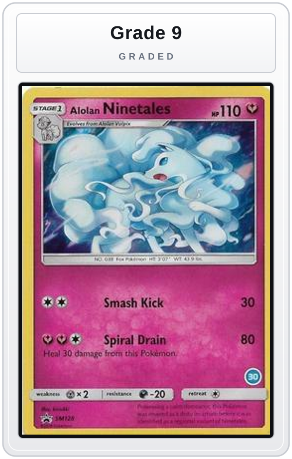 Graded - Alolan Ninetales (30) — Grade 9 graded overlay
