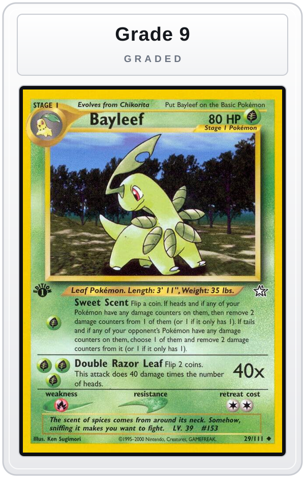 Graded - Bayleef (29) — Grade 9 graded overlay