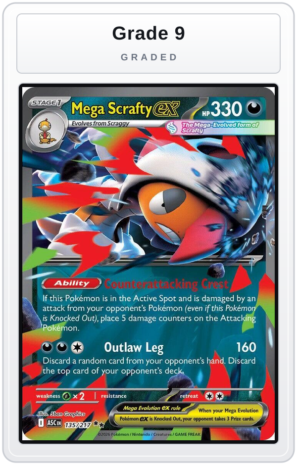 Graded - Mega Scrafty ex - 135/217 — Grade 9 graded overlay