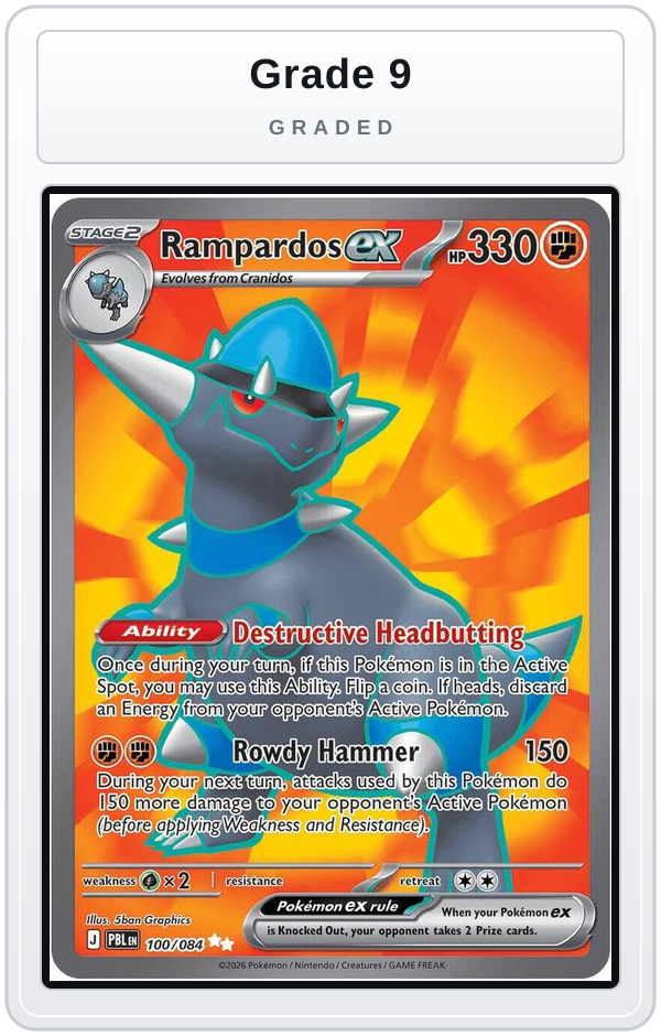 Graded - Rampardos ex - 100/084 — Grade 9 graded overlay