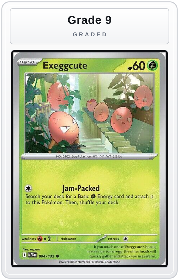Graded - Exeggcute — Grade 9 graded overlay