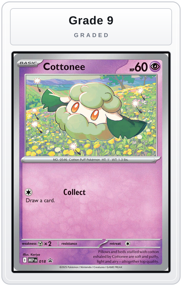 Graded - Cottonee (Cosmos Holo) — Grade 9 graded overlay