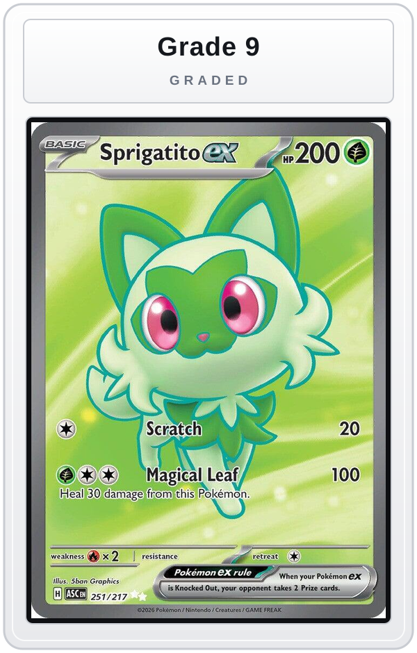 Graded - Sprigatito ex — Grade 9 graded overlay