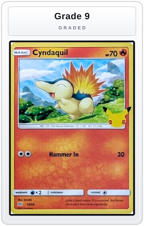 Graded - Cyndaquil - 10/25 — Grade 9 graded overlay