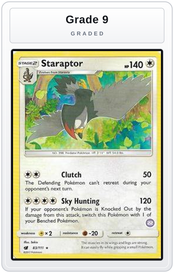 Graded - Staraptor (22) — Grade 9 graded overlay