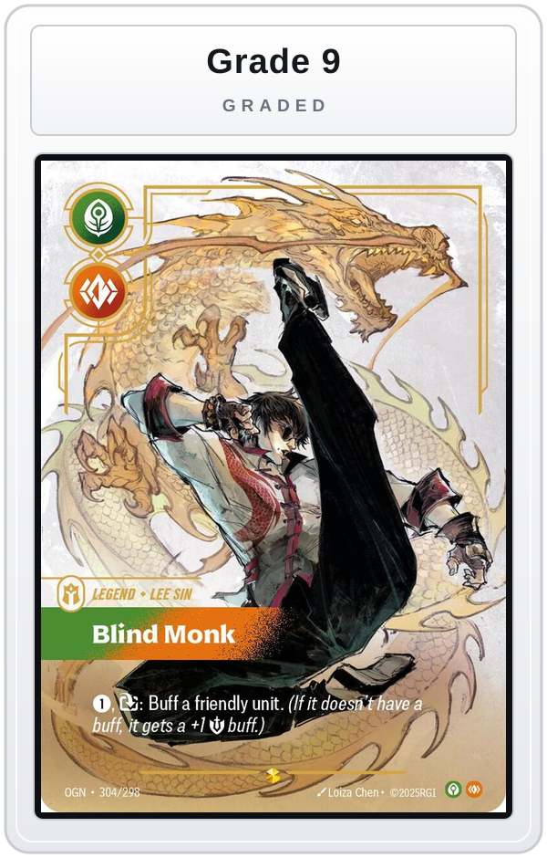 Graded - Lee Sin, Blind Monk (Overnumbered) — Grade 9 graded overlay