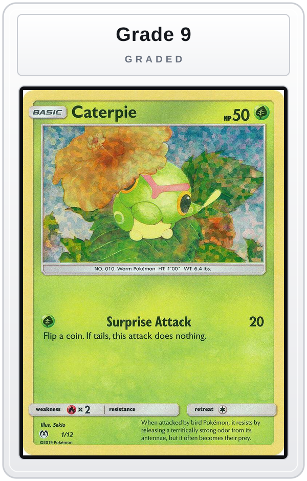 Graded - Caterpie - 1/12 — Grade 9 graded overlay