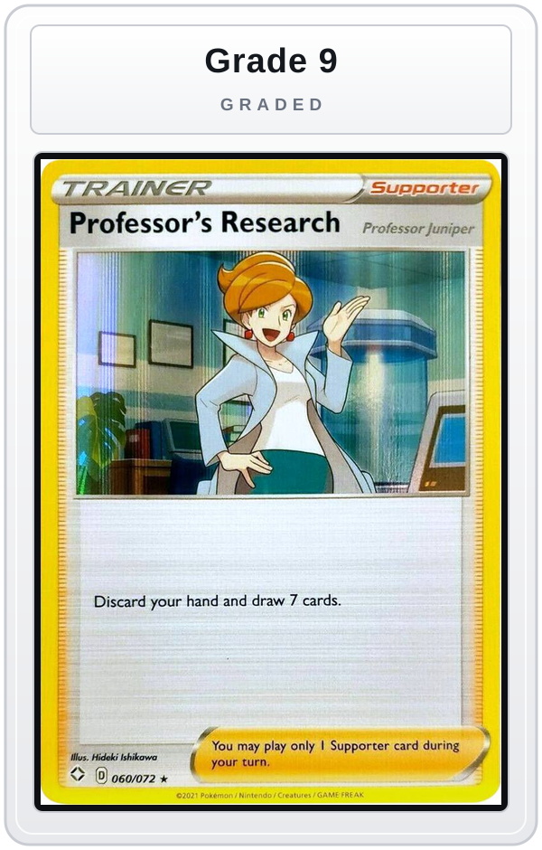 Graded - Professor's Research [Professor Juniper] - 060/072 (Line Holo) — Grade 9 graded overlay