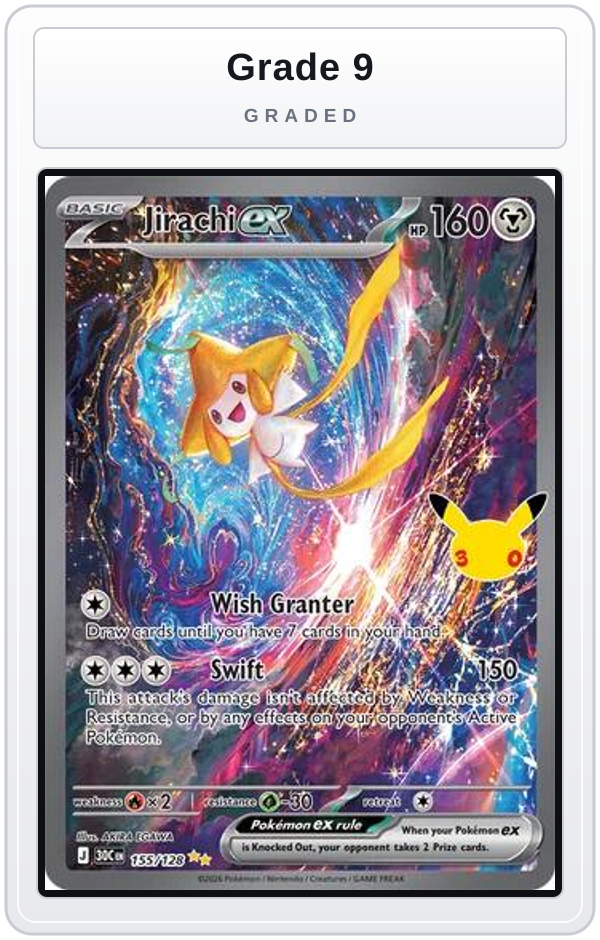 Graded - Jirachi ex - 155/128 — Grade 9 graded overlay