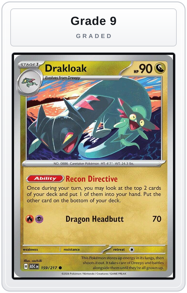 Graded - Drakloak - 159/217 — Grade 9 graded overlay