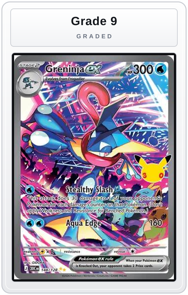 Graded - Greninja ex - 148/128 — Grade 9 graded overlay