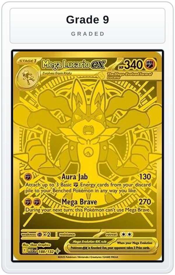 Graded - Mega Lucario ex - 188/132 — Grade 9 graded overlay